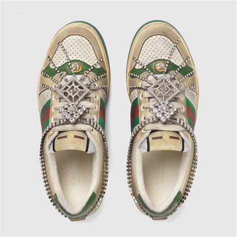 gucci screener high-top sneaker|Gucci screener sneaker with crystals.